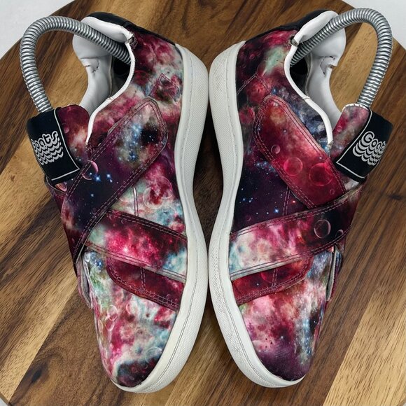 Goats Youth Kids Sz. 3 Galaxy Nebula Space Print Hook & Loop Sneakers Shoes - Picture 10 of 15